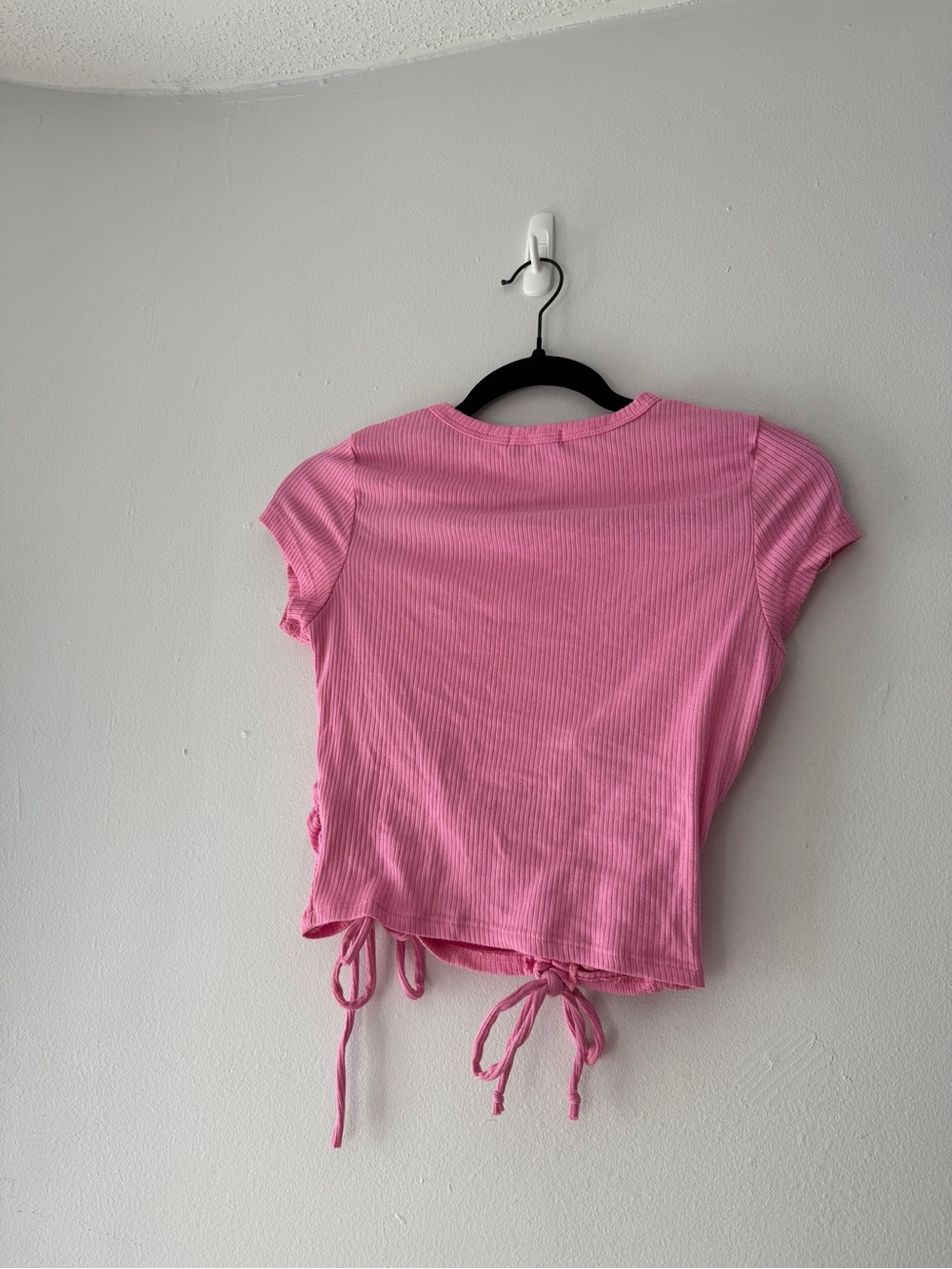 Heart Hips Pink Ribbed Ruched Drawstring Crop Top - Picture 2 of 3